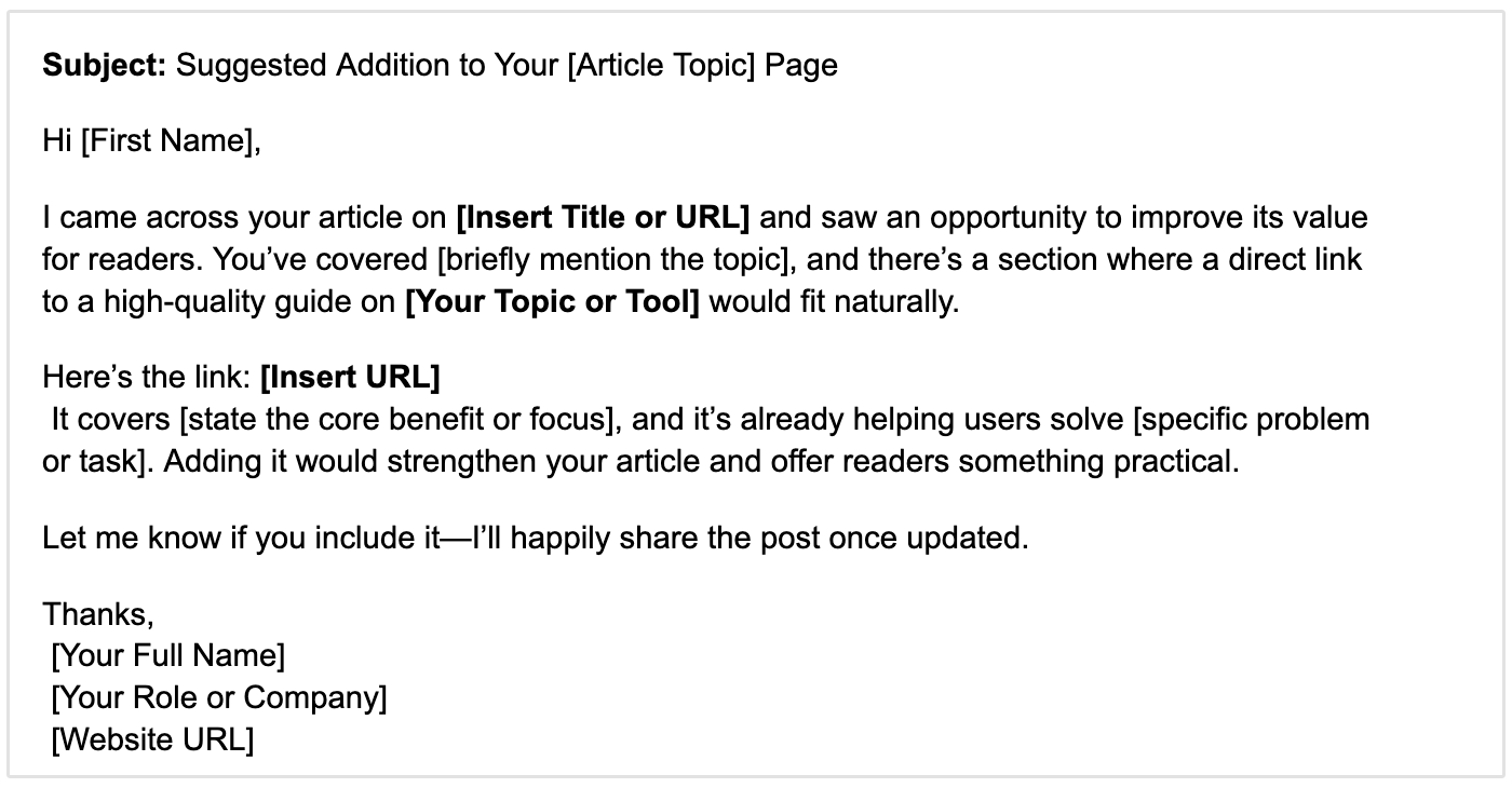Template penjangkauan email